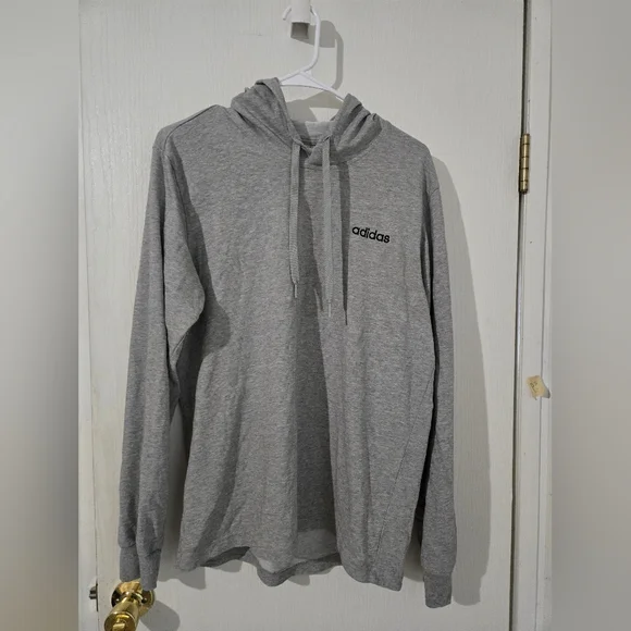 Medium Adidas Men's Heather Gray Hooded Pullover. - Picture 1 of 9